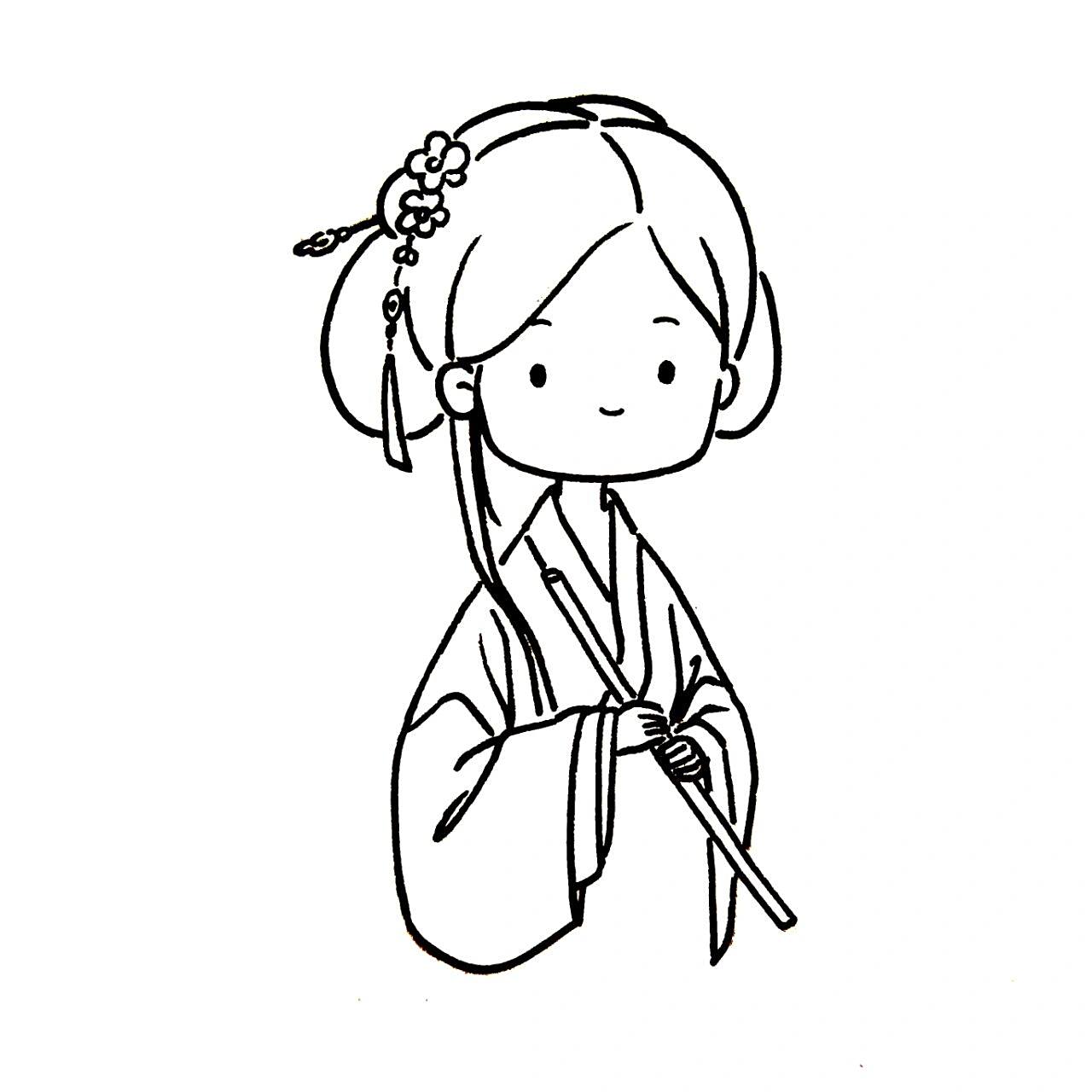 古风人物简笔画教程|92魏晋少女 有美人兮, 见之不忘.