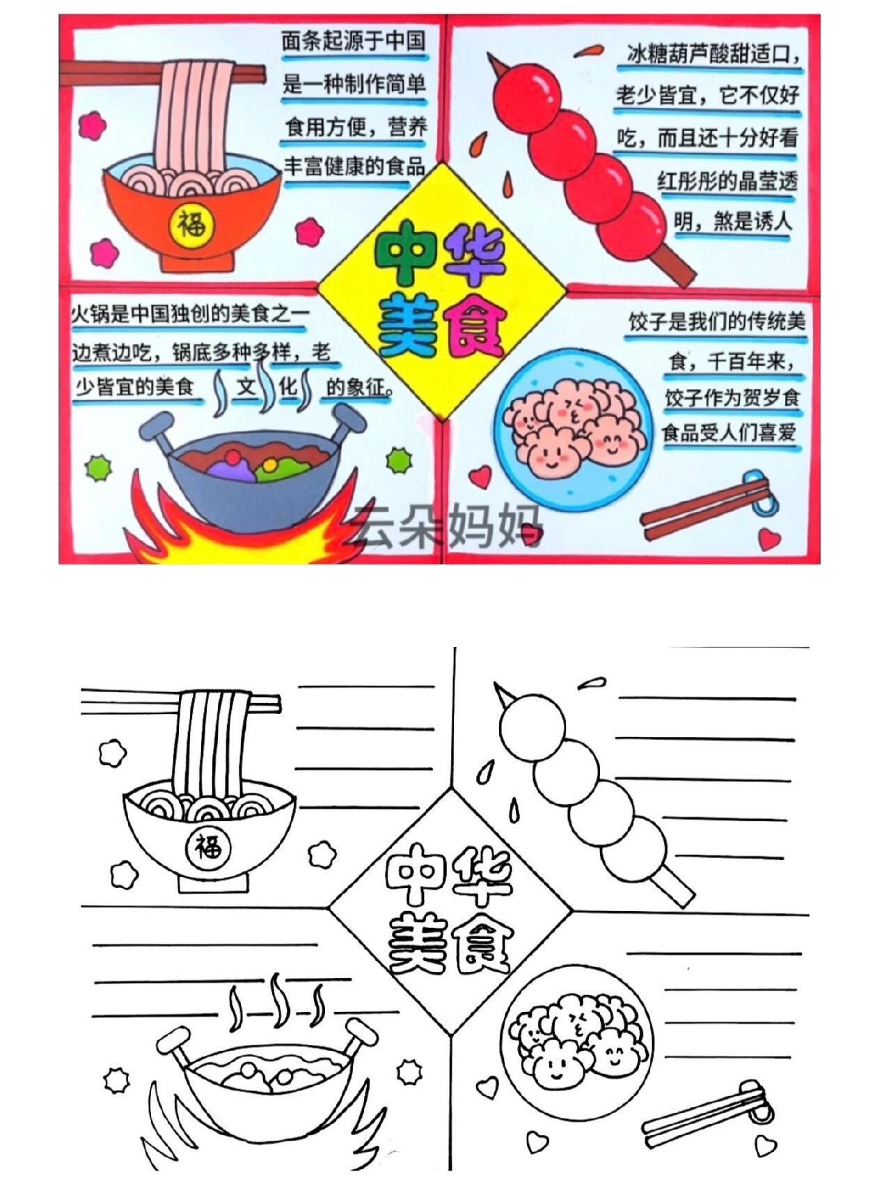 简单漂亮的中国美食手抄报