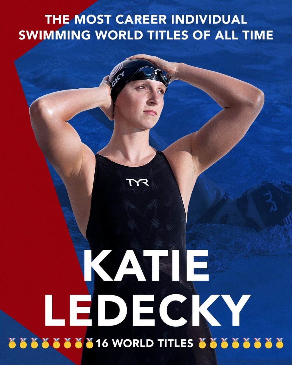 莱德基800米自由泳夺冠,第16个个人游泳世界冠军,超越菲尔普斯独居第