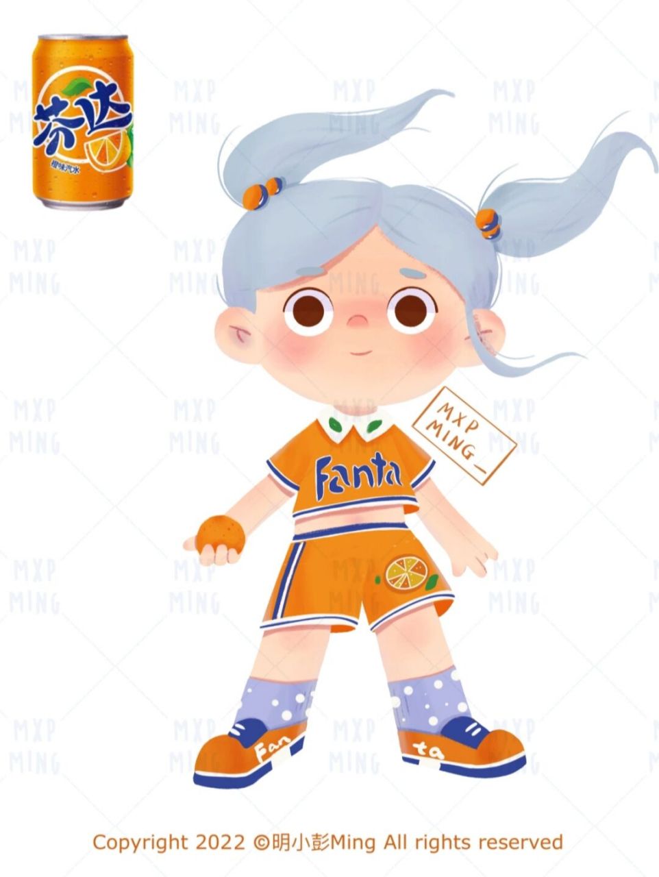 芬达拟人|直播图|饮料拟人【2/4】附线稿 今天上午直播画的芬达拟人!
