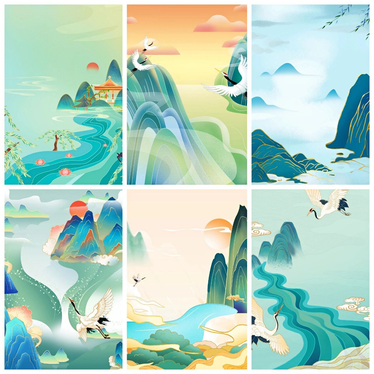 风的山水风景背景图,简约之中又不乏大气,通用于各种各样的海报设计