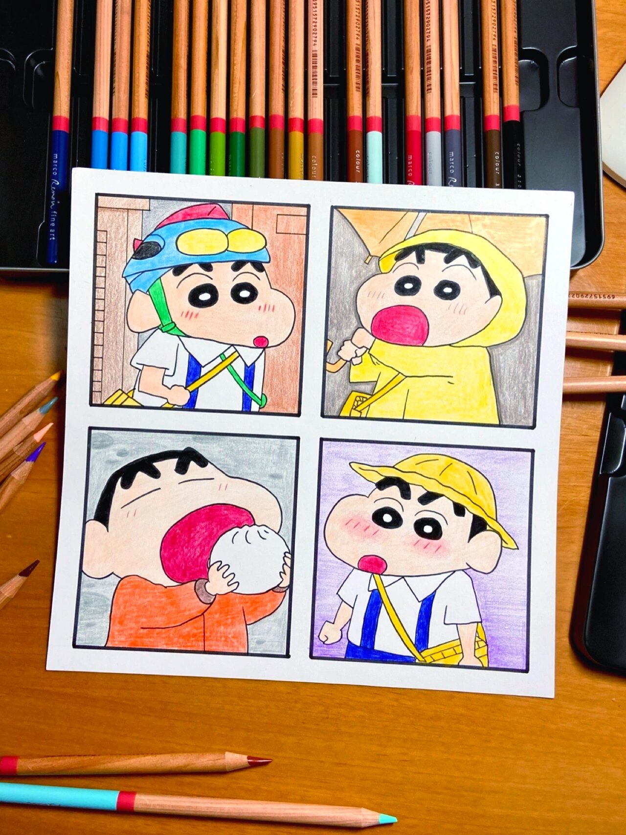 【蜡笔小新】彩铅手绘卡通简笔画教程可爱头像