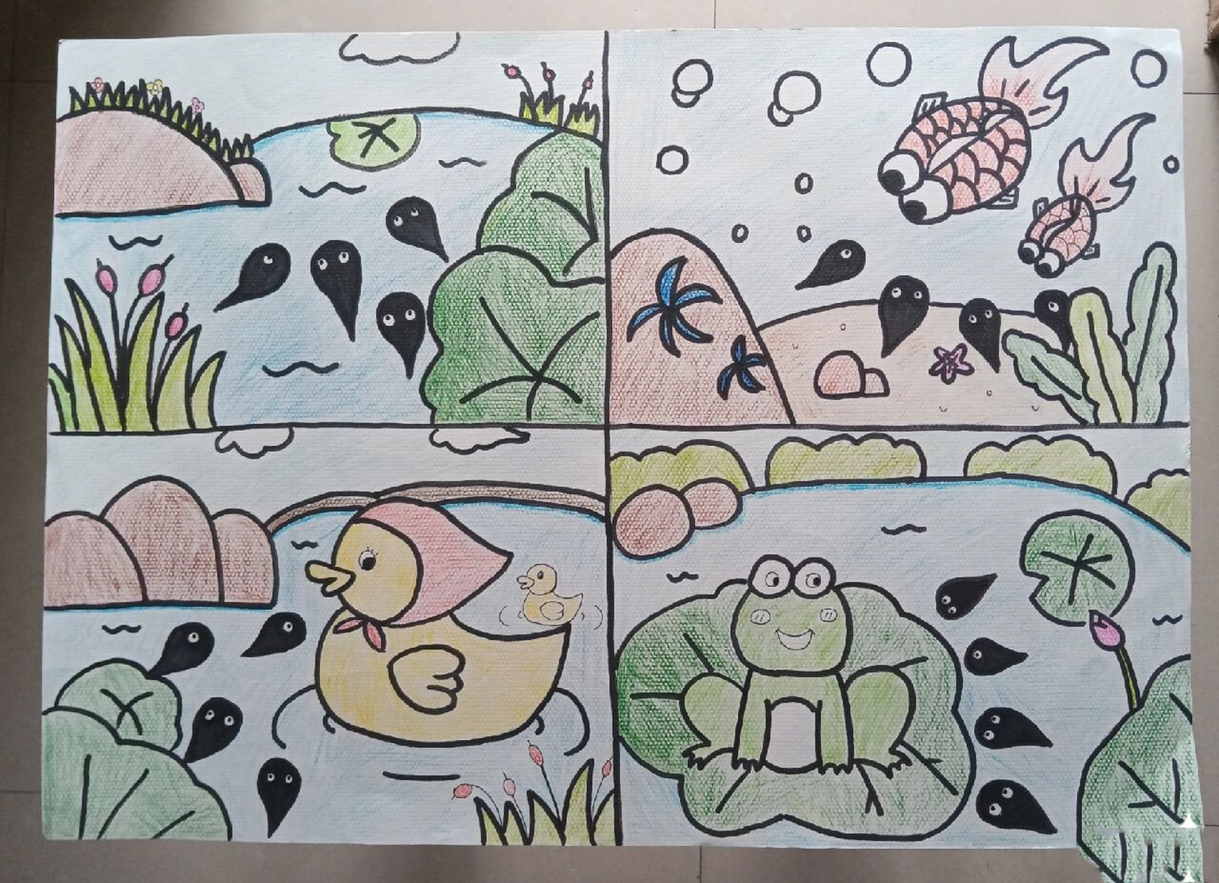 96简笔画—《小蝌蚪找妈妈》78 ◎简笔画——《小蝌蚪找妈妈》