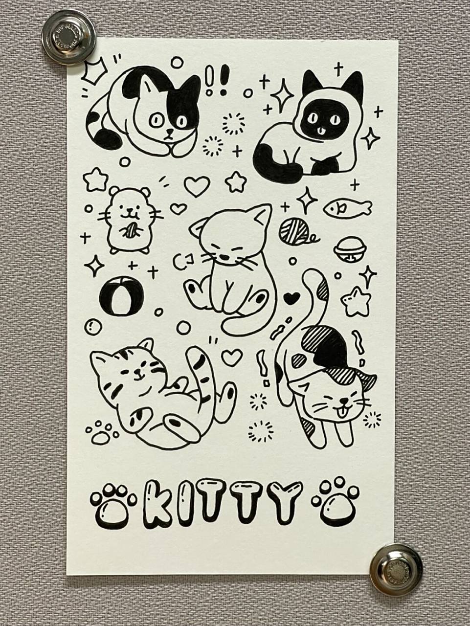 小猫简笔画|手帐素材|零基础|哪只最可爱? 小猫手帐素材.