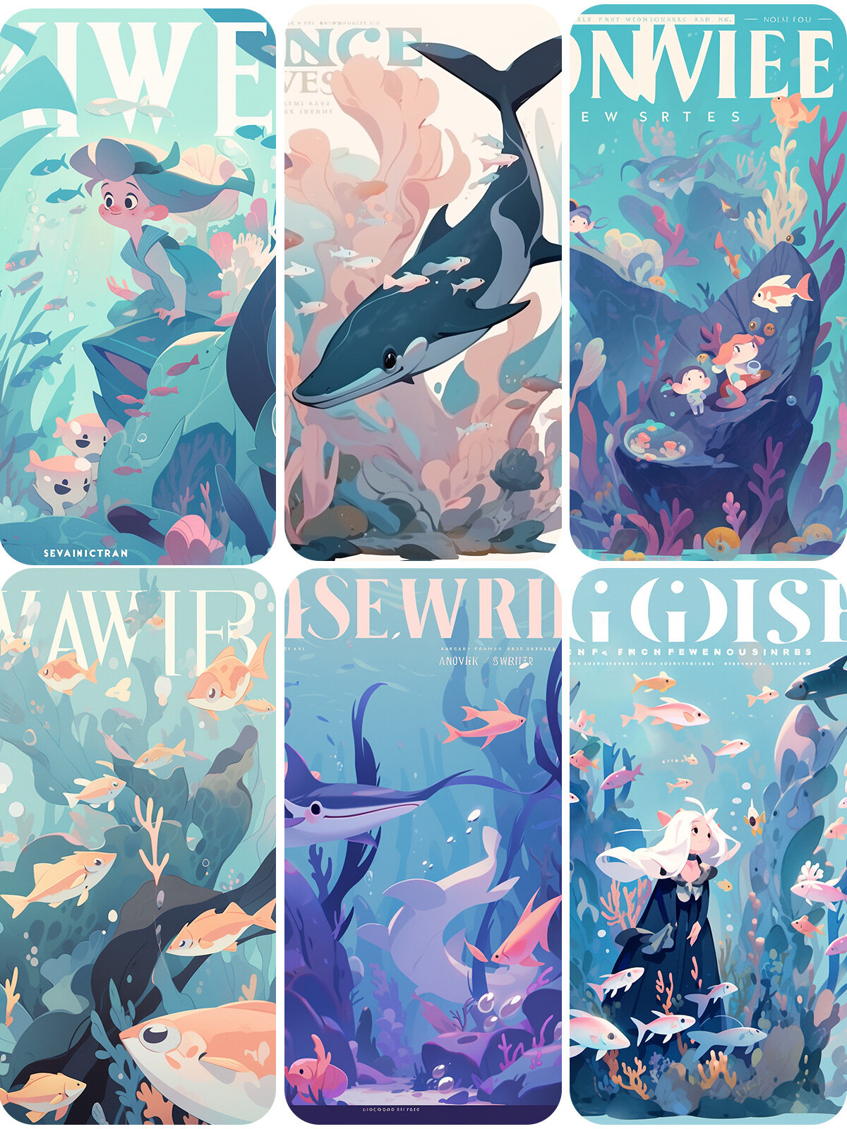 ai绘画丨保护海洋主题杂志封面(附关键词