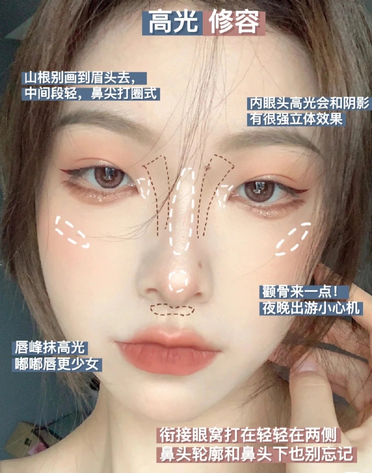 新手宝宝怎么使用高光71 高光是不可以大面积涂抹的,否则就会让脸部