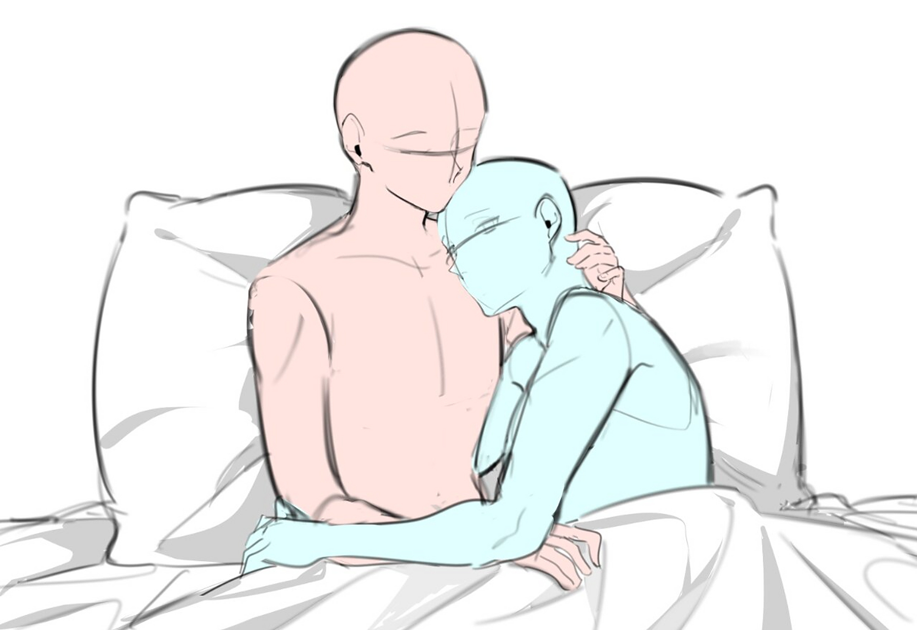 甜双人互动人体动态姿势(二) 粉丝解锁更多新手绘画学习素材参考教程