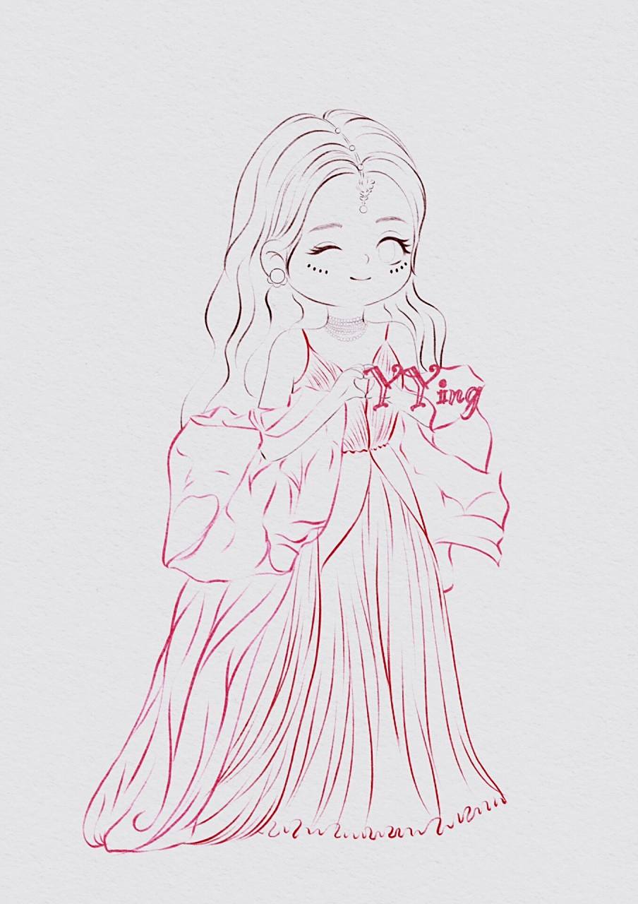 萌萌q版|迪丽热巴(线稿) 明天上色