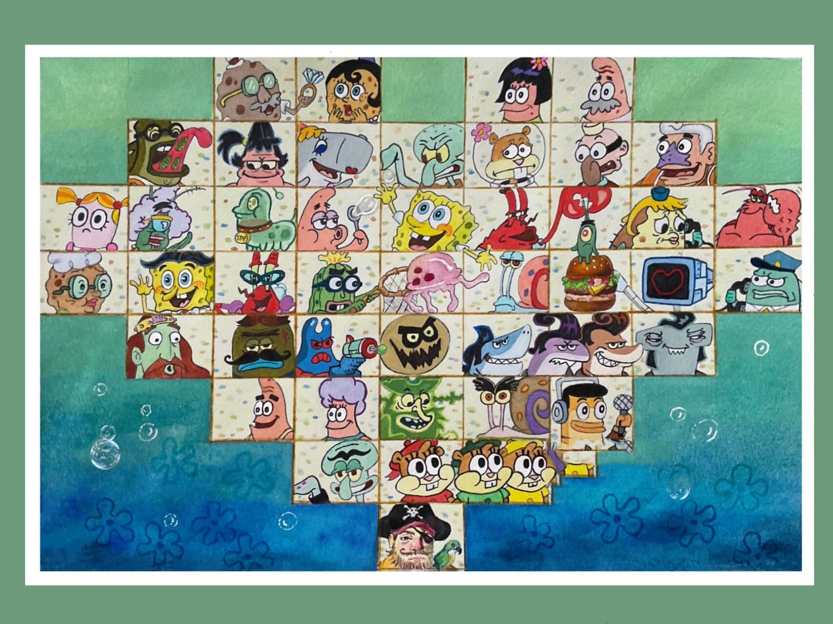 海绵宝宝全家福——比奇堡成员 终于把海绵宝宝全家福画完了,涂色工具