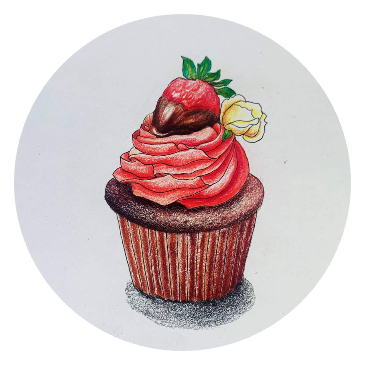 线描彩铅纸杯蛋糕 彩铅蛋糕 步骤图彩铅甜点 #蛋糕