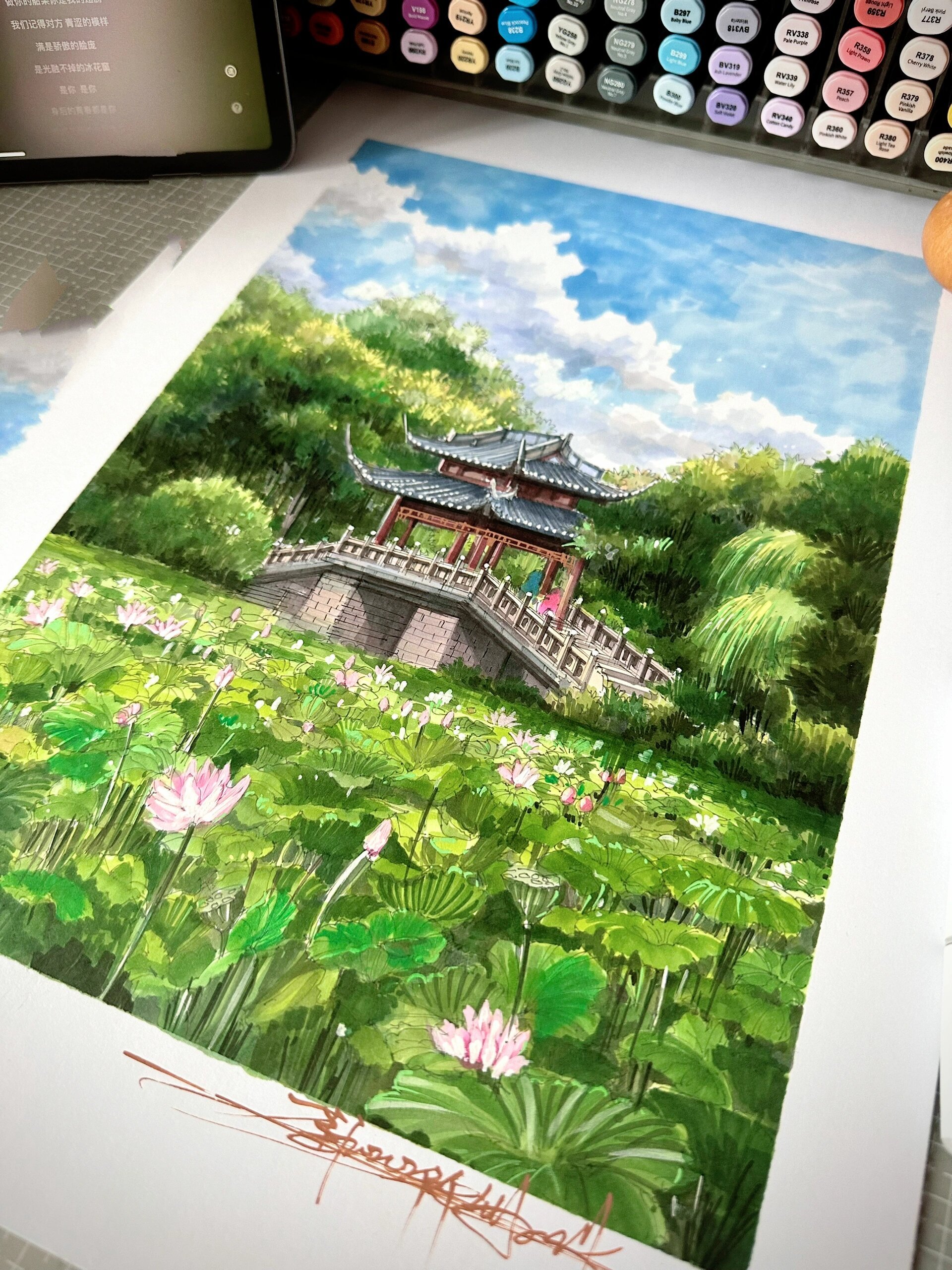 手绘西湖十景…猜猜这是哪