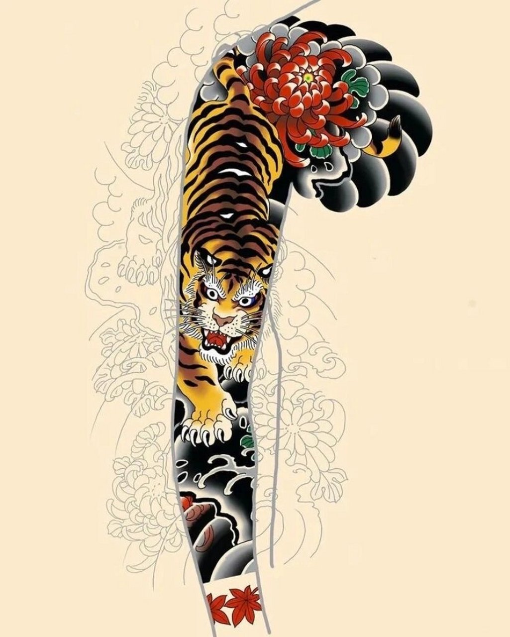 半甲七分袖纹身手稿  可设计