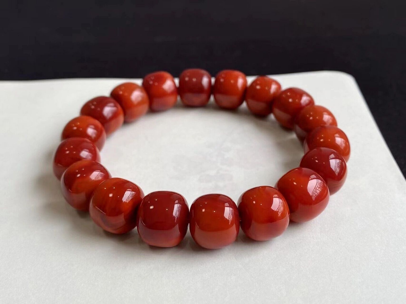 凉山瓦西料南红老型手串 收藏级瓦西南红老型珠单圈手串!