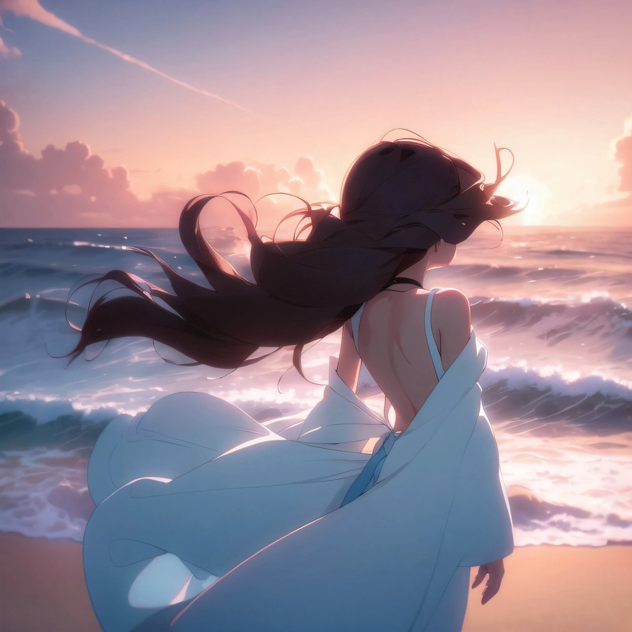 闺蜜头像背影杀手海边一抹倩影 #头像分享# #海边# #头像# #海边拍照