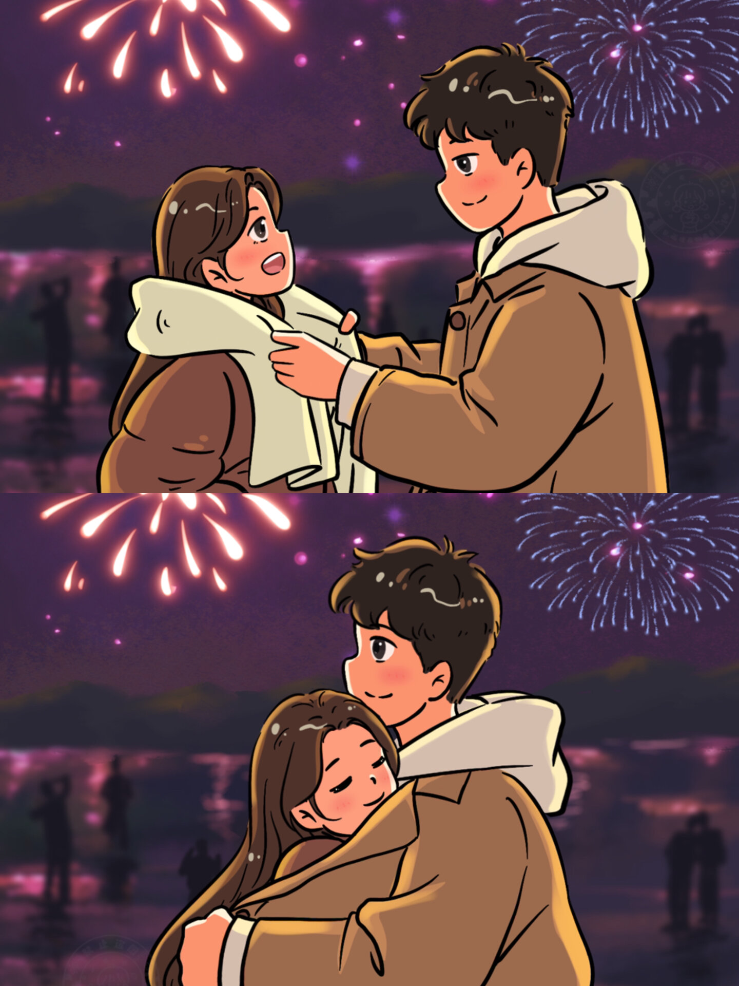 这张烟花情侣手机壁纸绝了