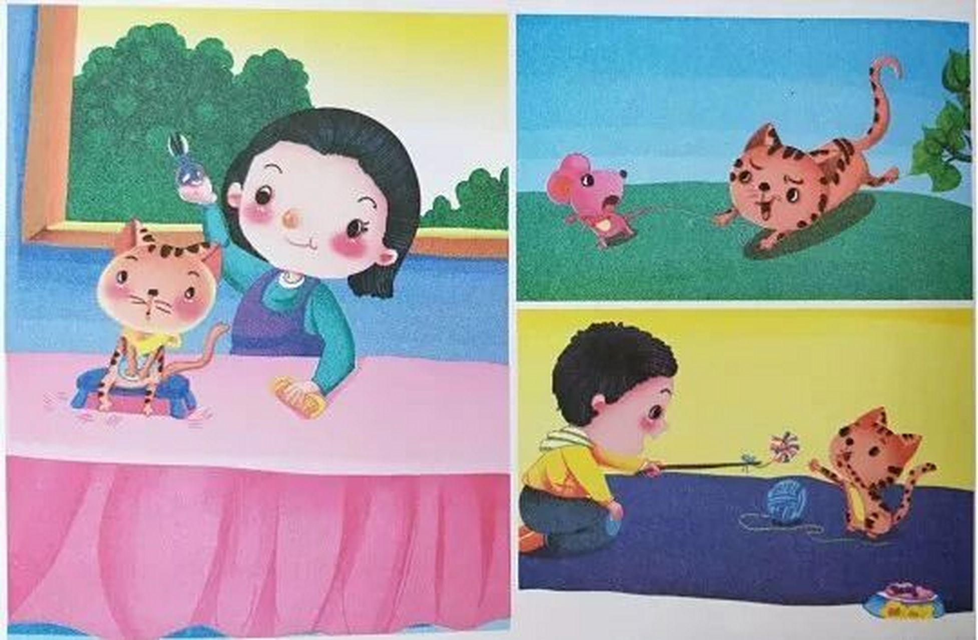 看图写话 我家的小花猫 我家的小花猫非常可爱,它有着一对宝石般的蓝