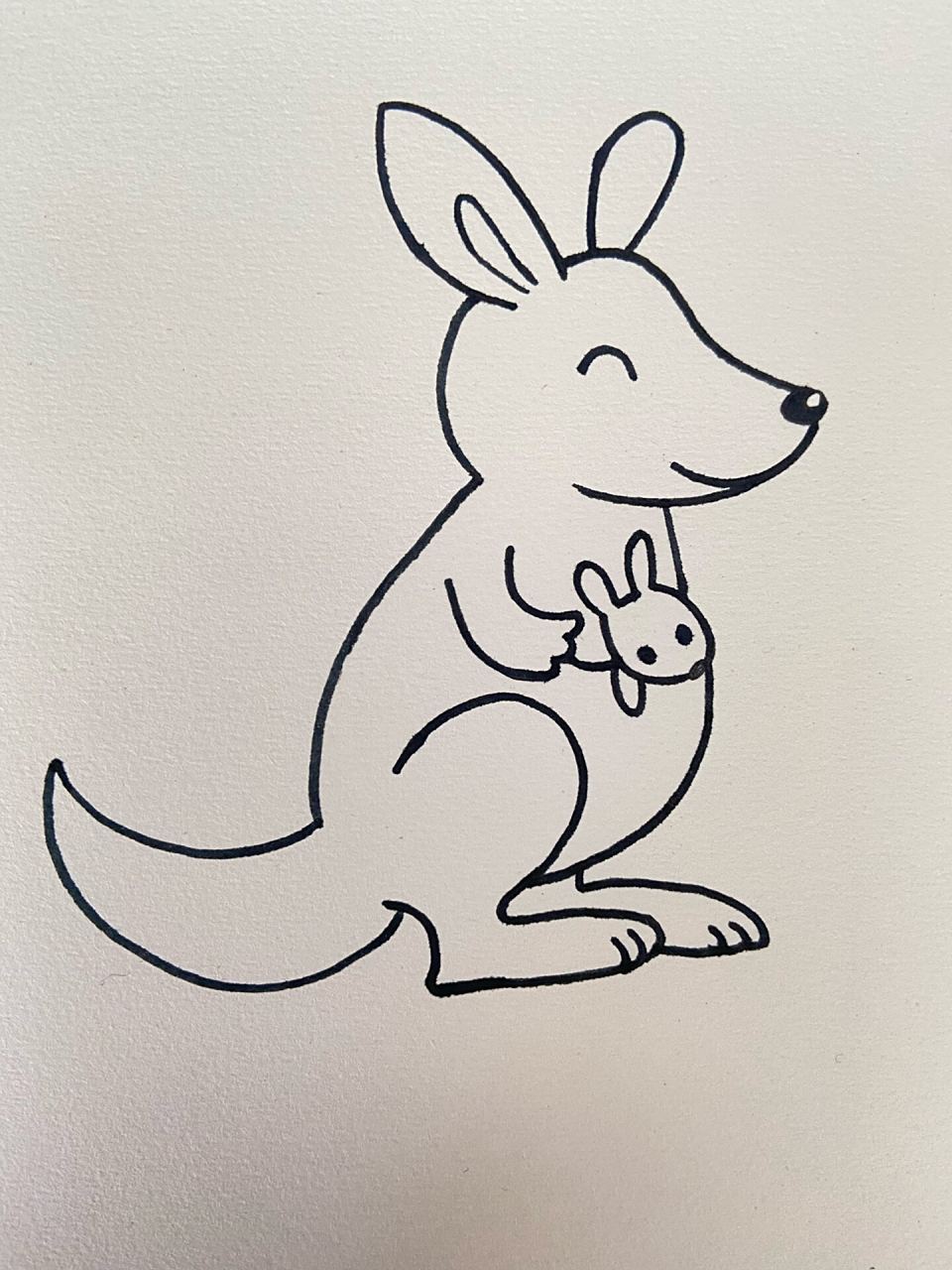 简笔画打卡day27 可爱动物～袋鼠妈妈和袋鼠宝宝