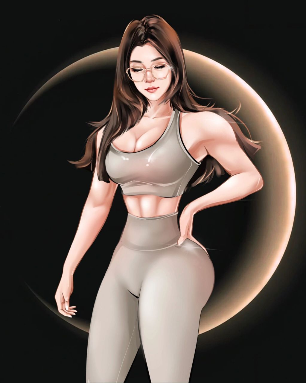 健身壁纸|蜜桃臀系列 健身手绘约稿出图