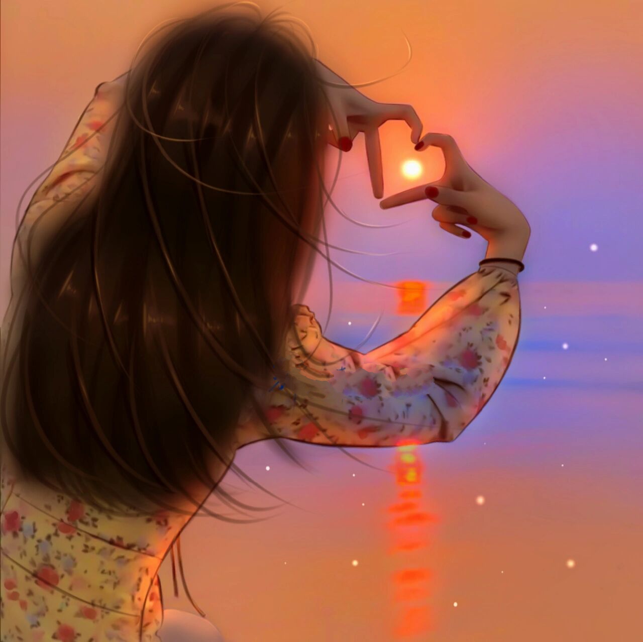 女生背影头像～一起比个心❤️