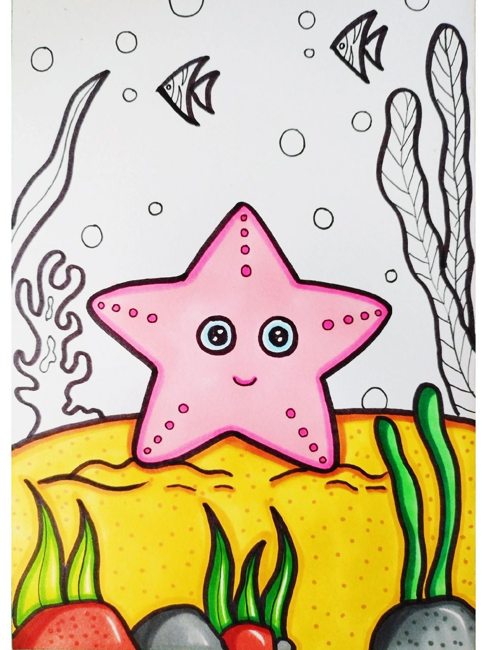 《海星》简笔画 奇妙的海洋世界,可爱的小海星