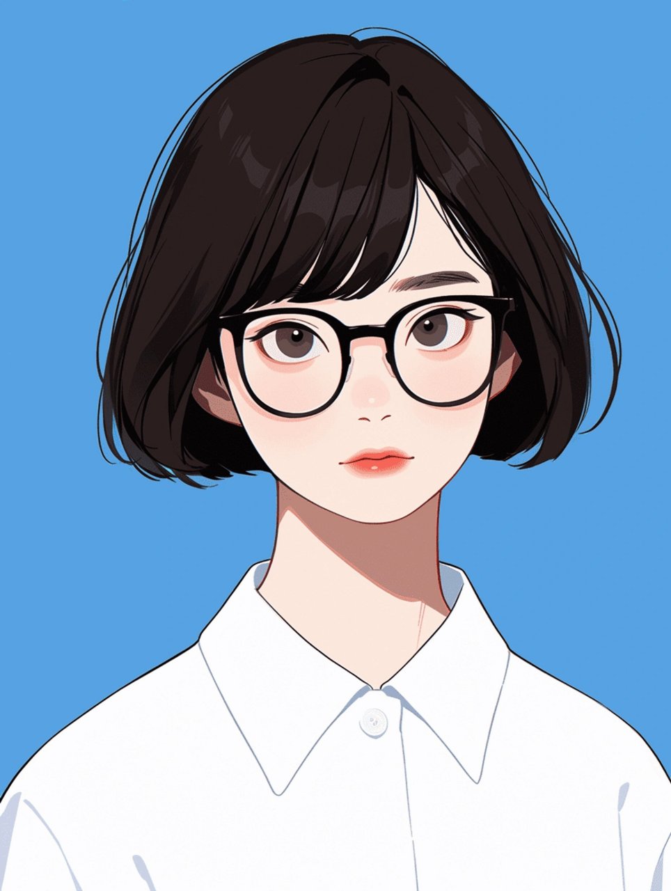 短发女生头像30 之前说要试试戴眼镜的,已经出来啦