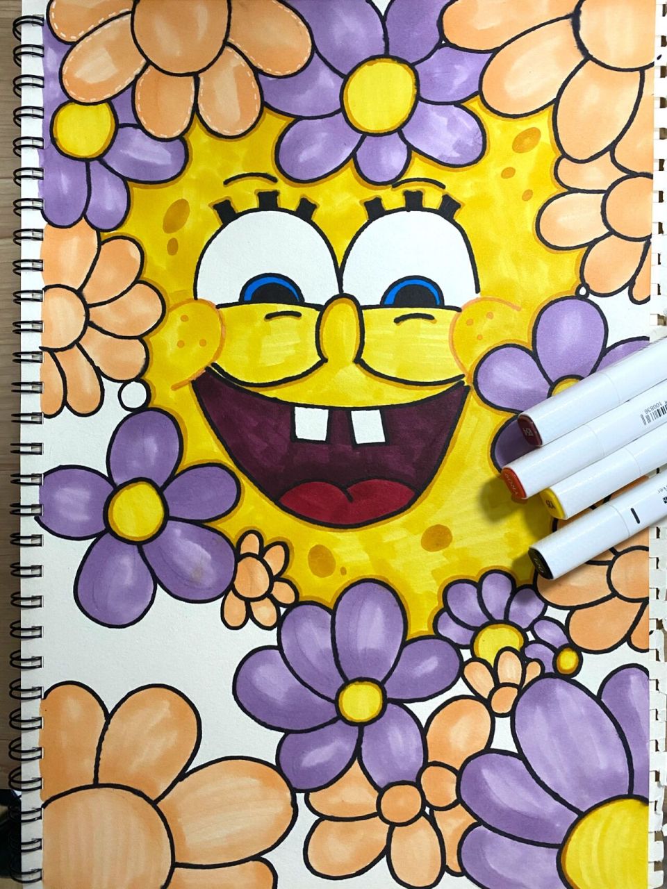 海绵宝宝卡通画 简笔画 儿童画 简单又可爱 真的太好看了,答应我都画