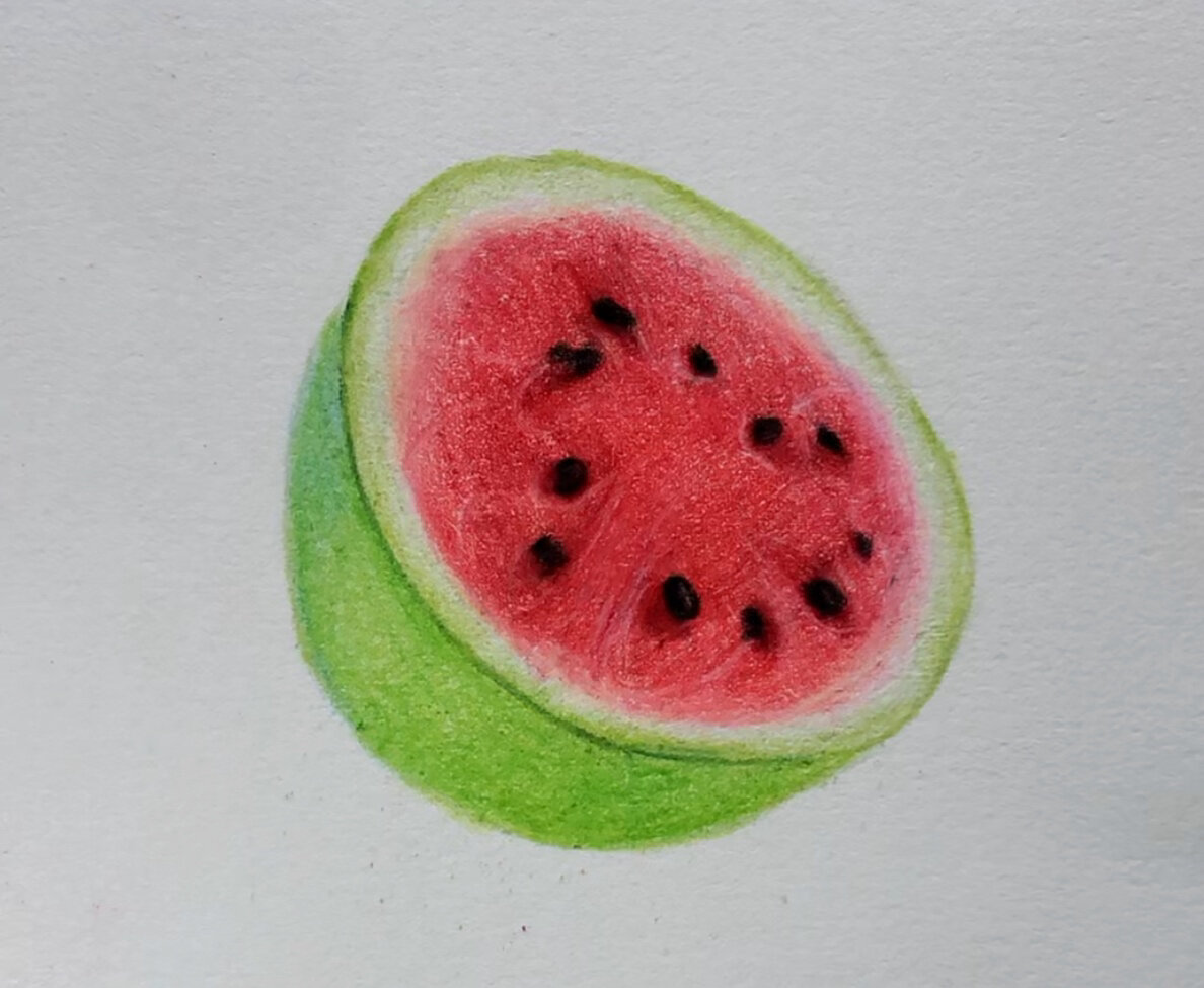 彩铅画半个大西瓜91