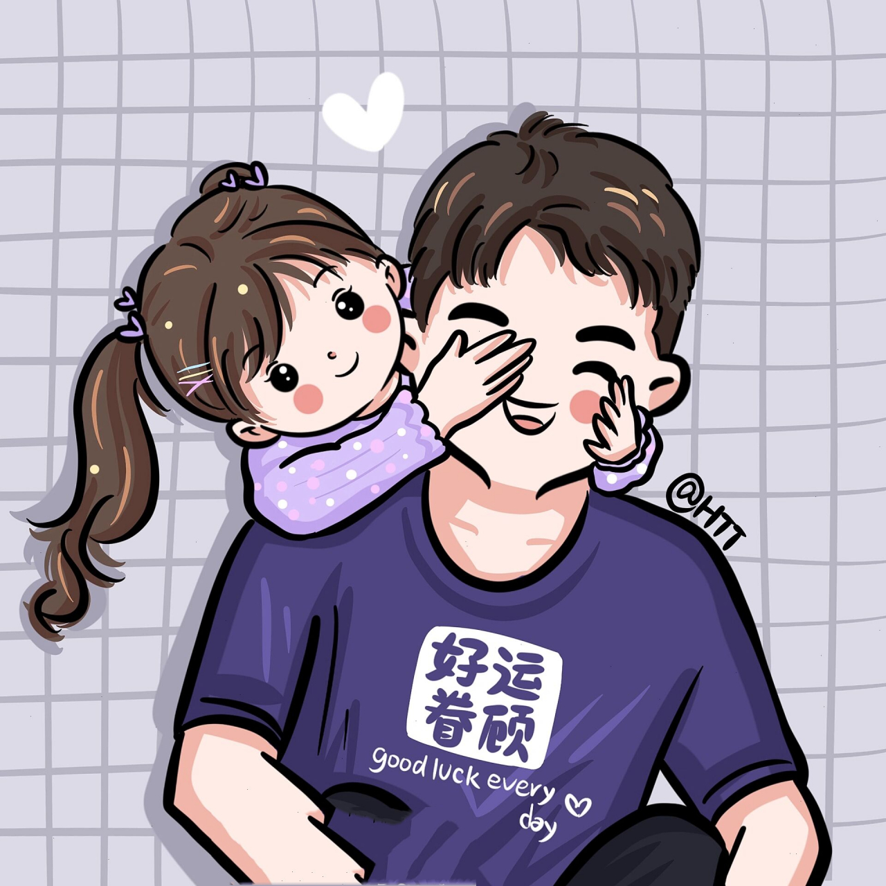 手绘可爱卡通全家福头像,亲子头像,情侣头像 女孩头像来啦!