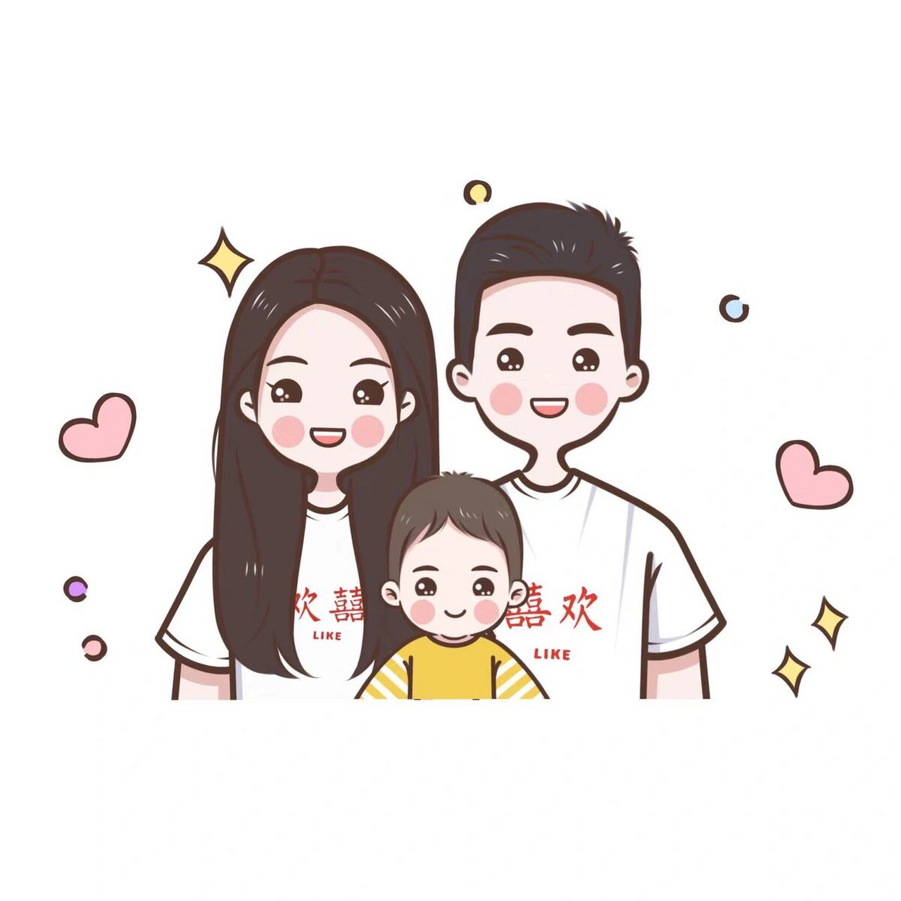 亲子卡通头像全家福漫画脸,简笔画头像分享 用简笔画风格形式画出独一
