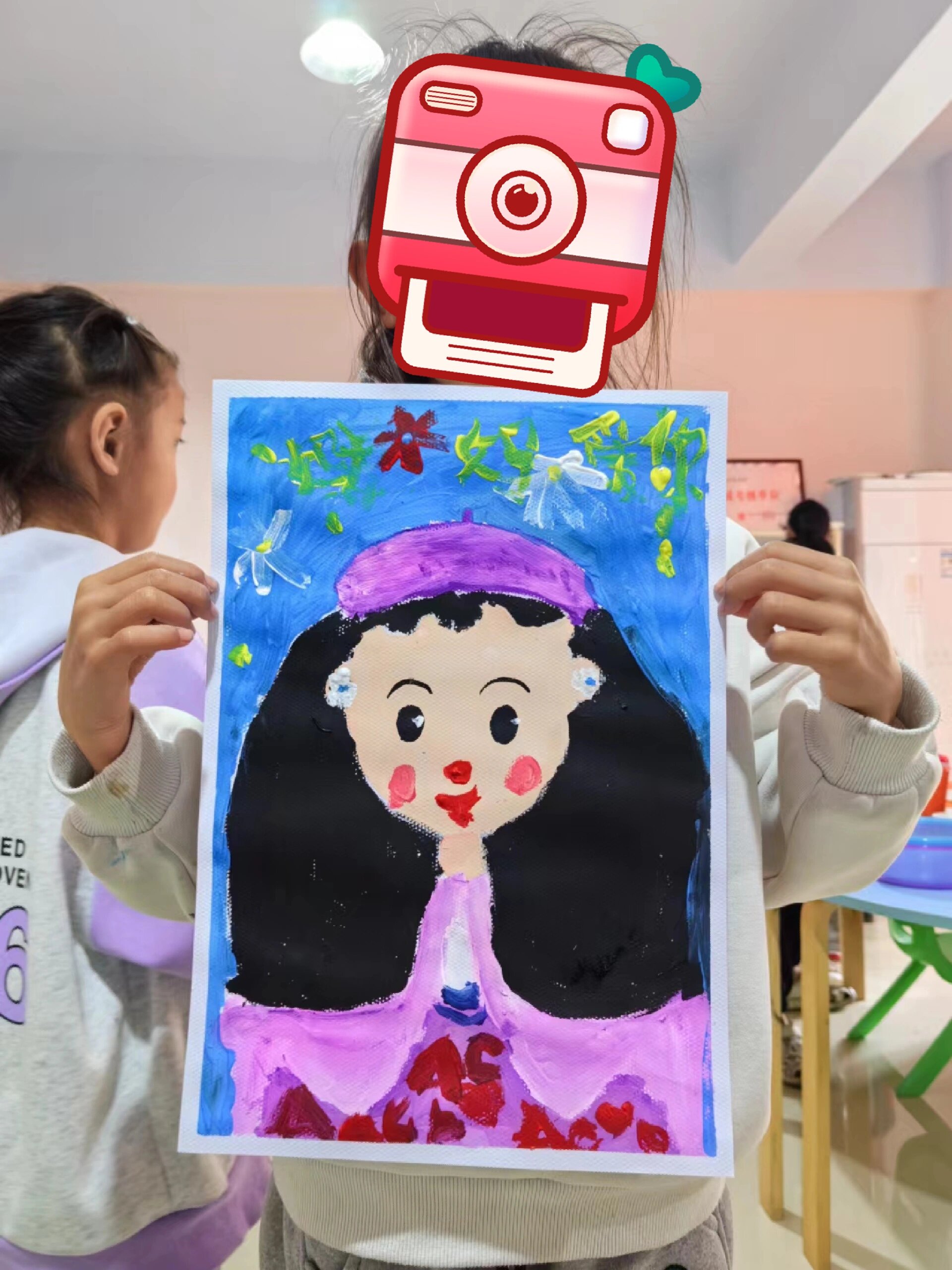美丽的妈妈水粉画