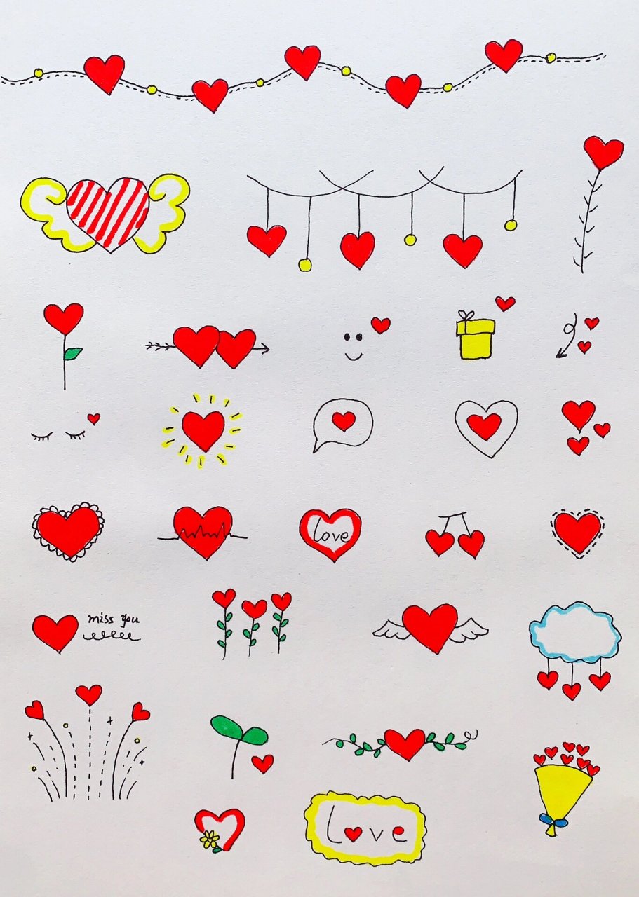 手帐素材,爱心简笔画