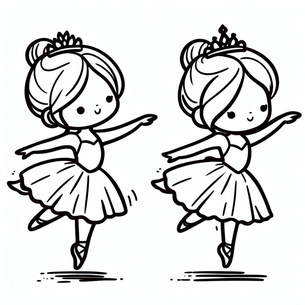 给女儿的涂色简笔画 - 跳芭蕾的小公主