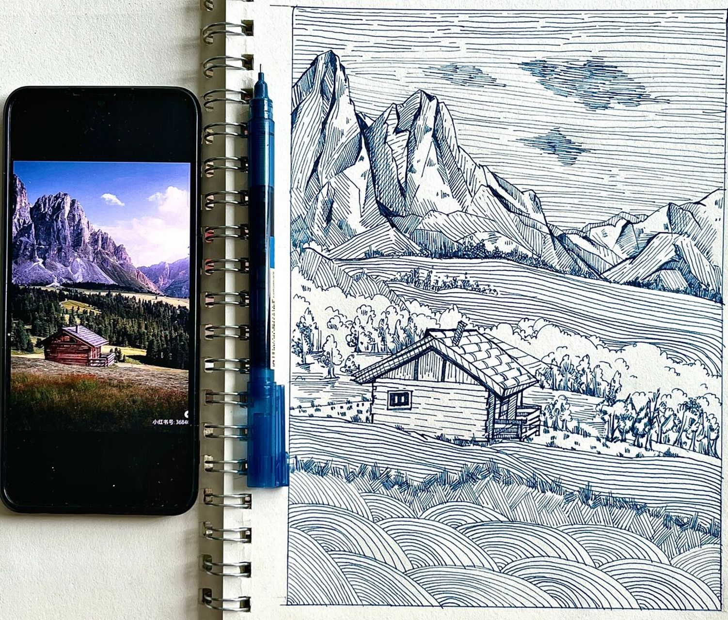 风景速写(控笔训练)5/100 "半山腰总是挤的,你得去山顶看看" 图片来源
