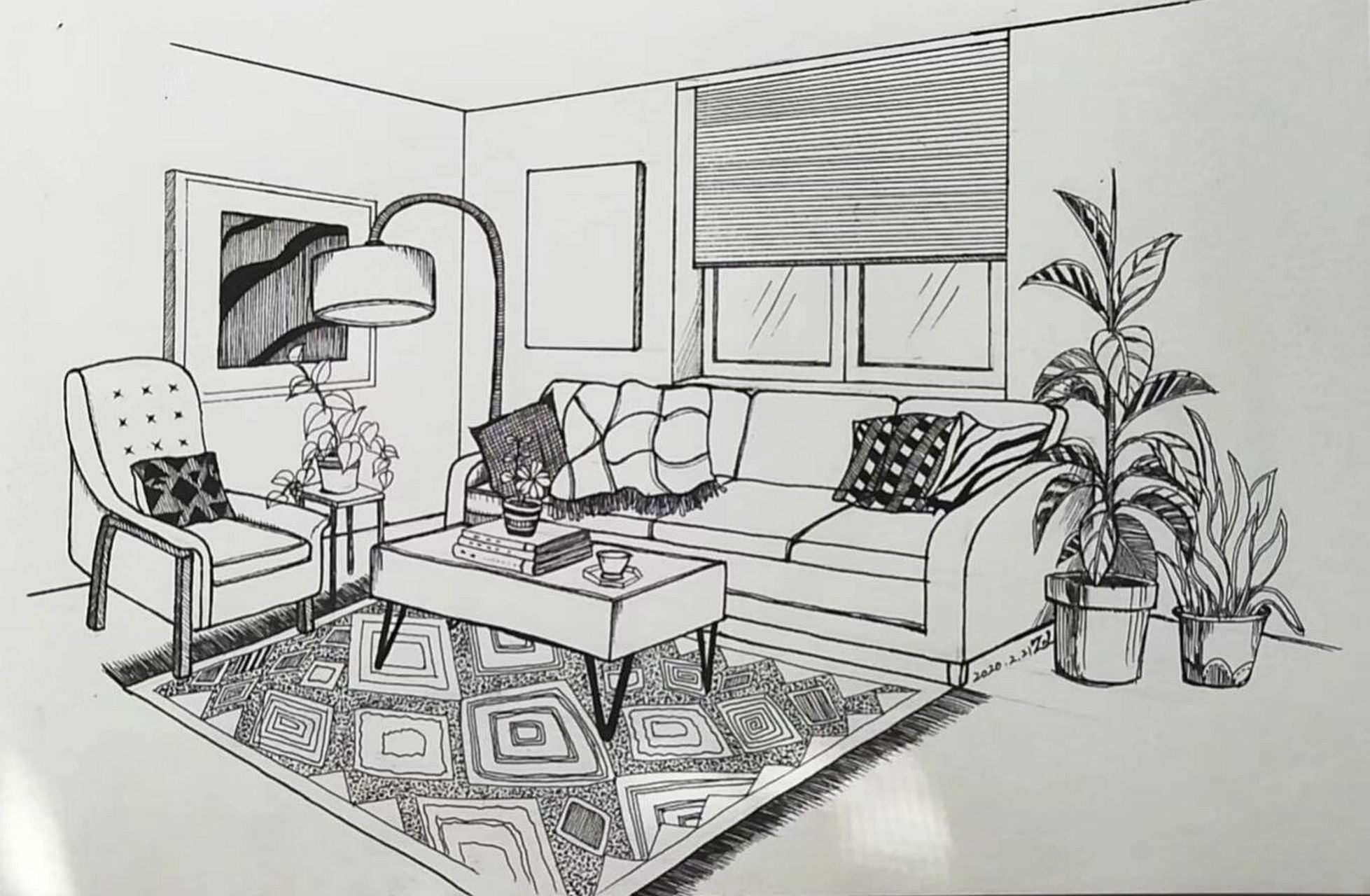 线描——卧室一角 卧室一角