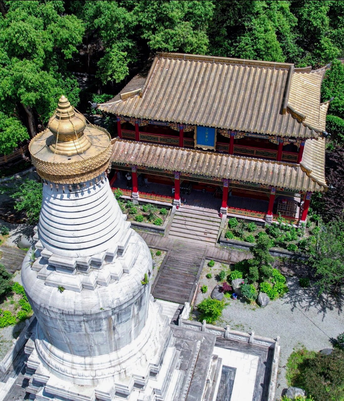 彭州三圣寺|6015静谧优雅的唐风古刹 73庙中的白色佛塔.