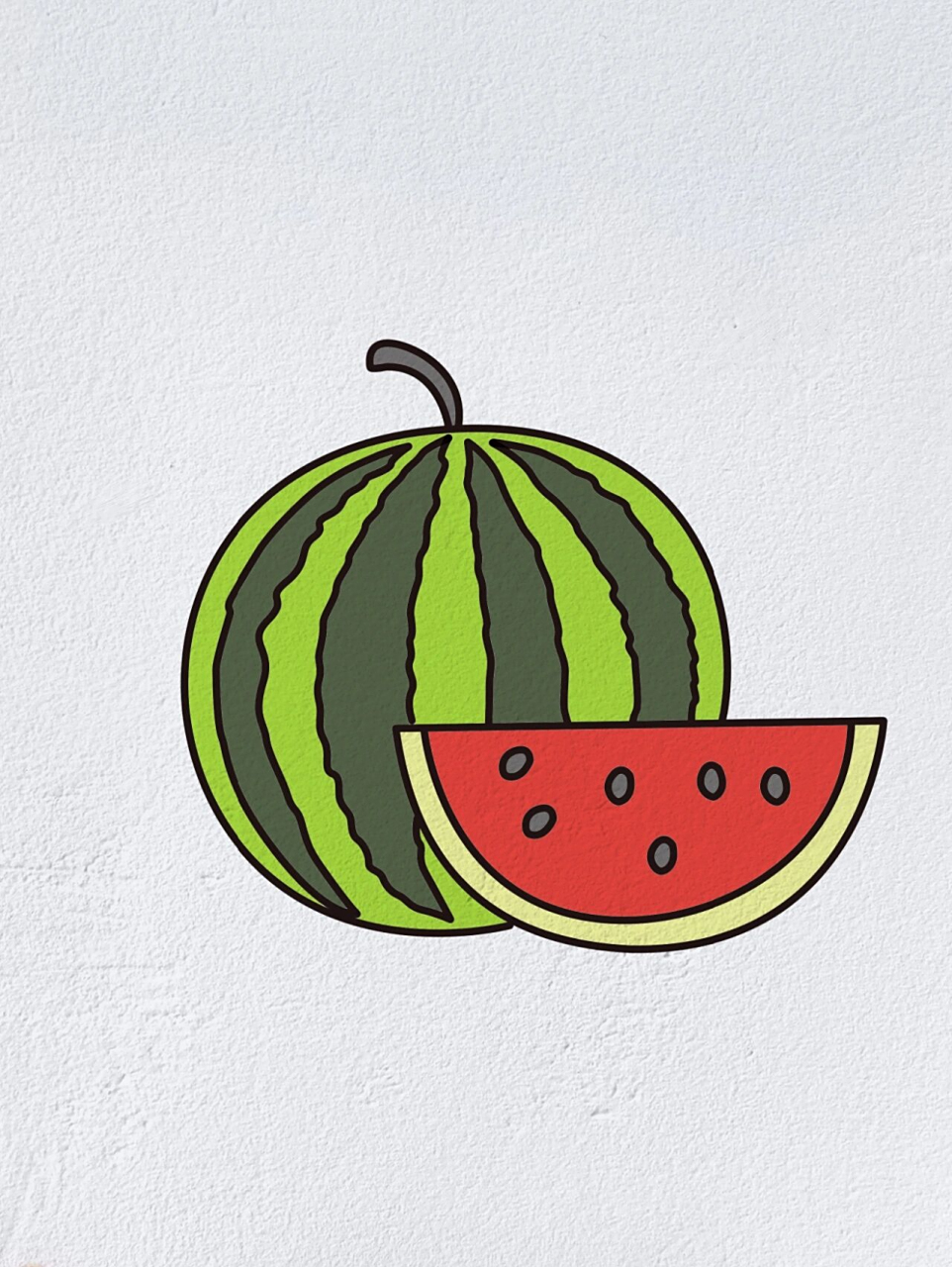 西瓜简笔画(内附过程图)