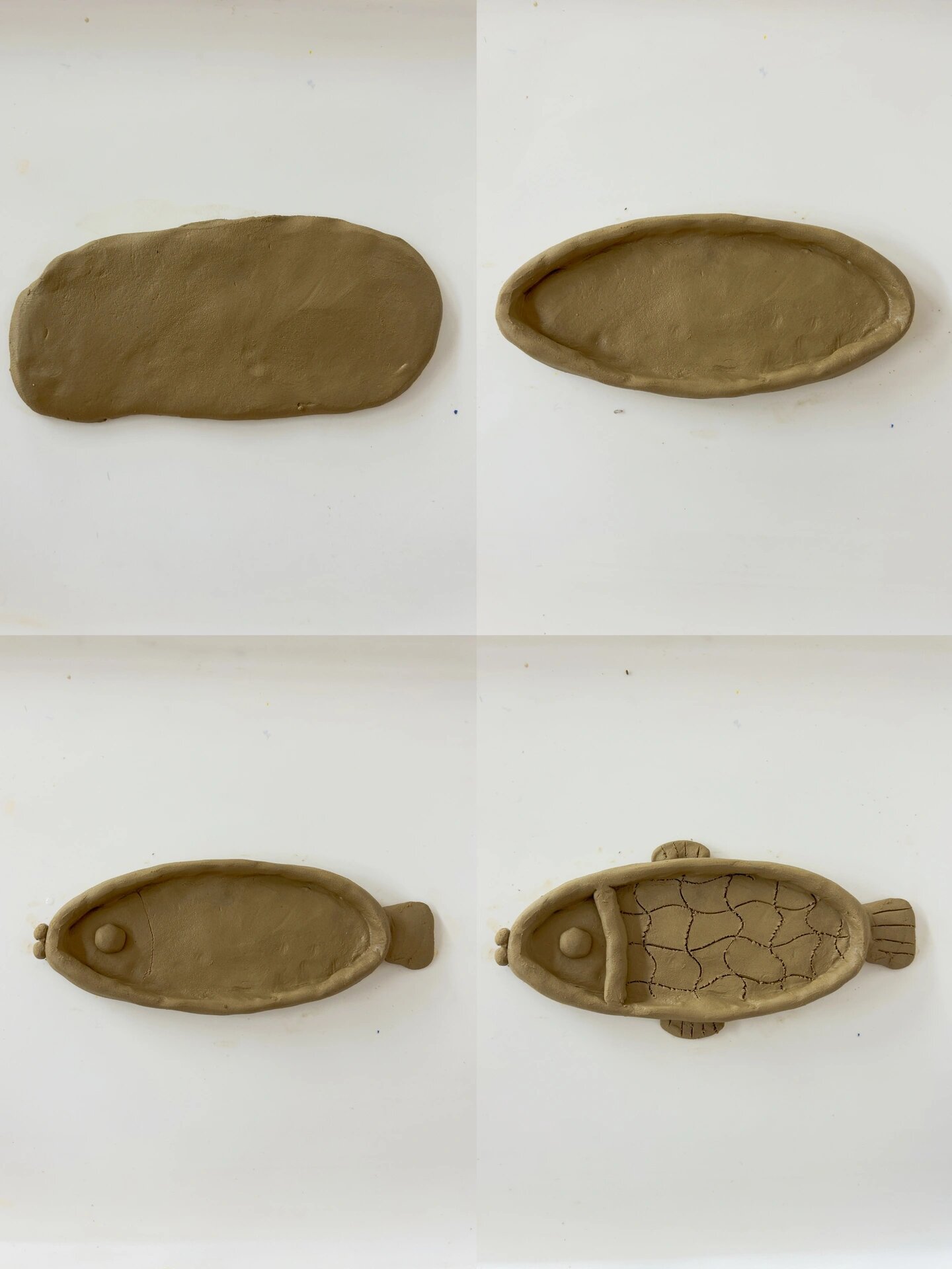 幼儿陶艺 泥片成型 小鱼盘子