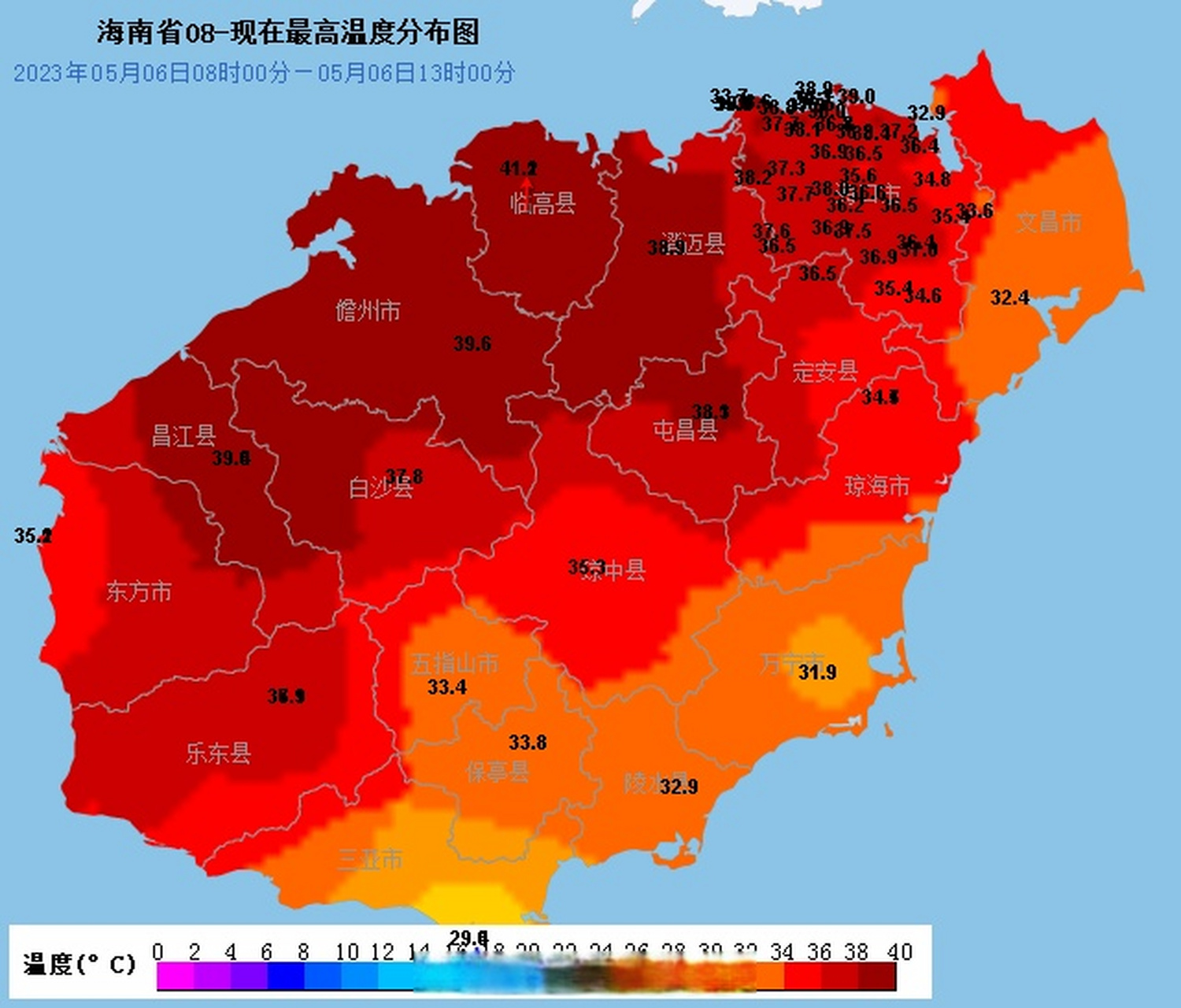 2度,刷新了临高历史最高气温纪录,同时打破了海南全省最高气温纪录.