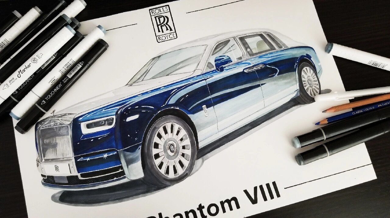 【汽车手绘】马克笔手绘劳斯莱斯幻影