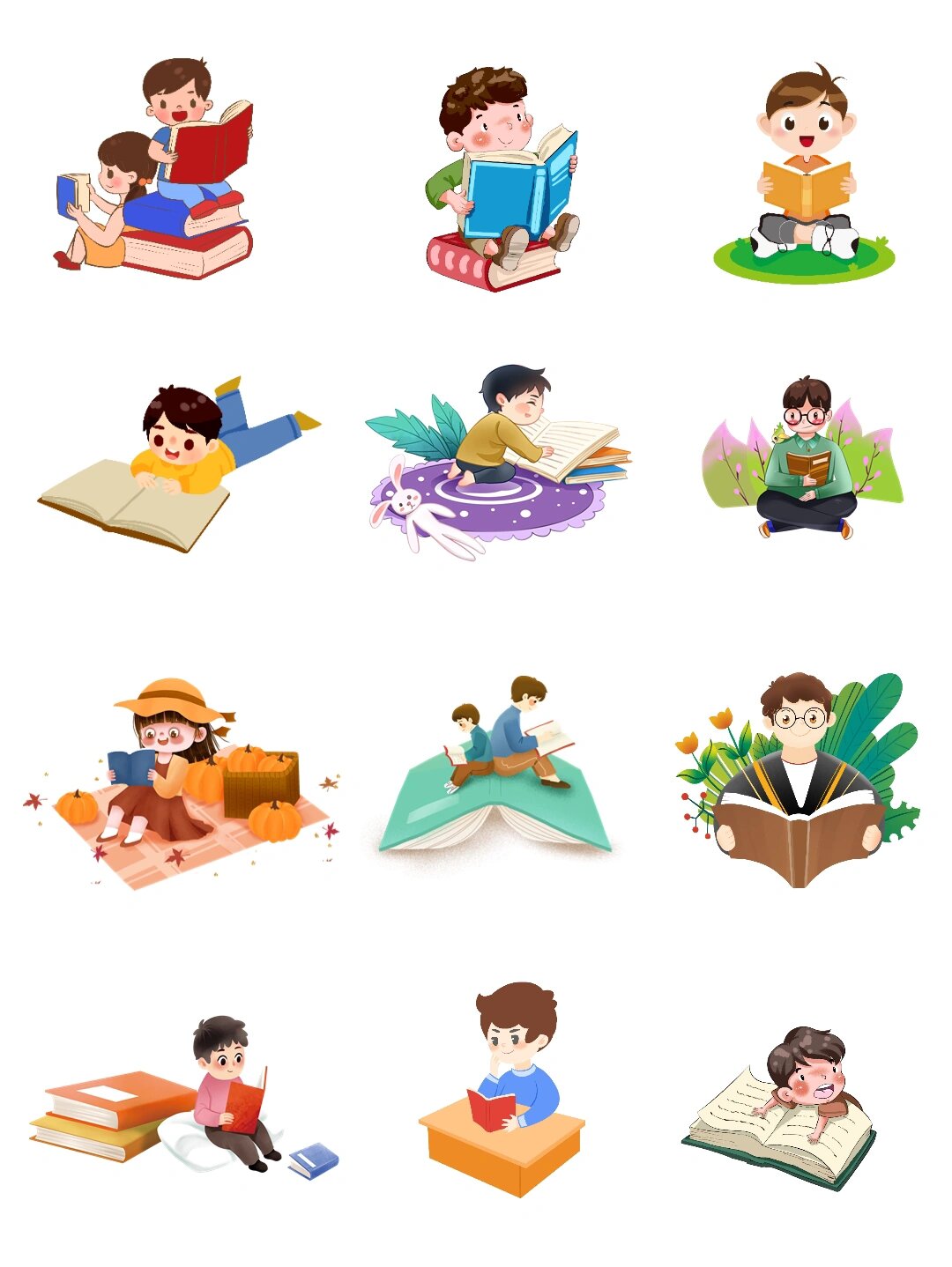 学校读书卡通素材分享