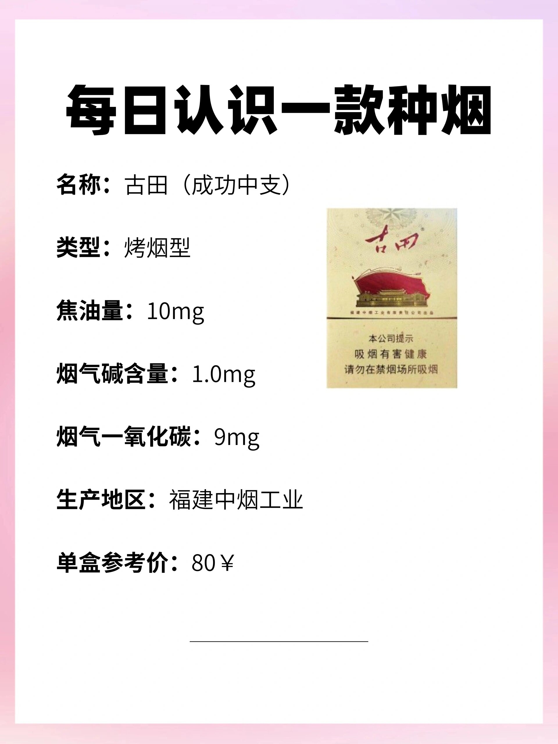 每天认识一种烟|古田(成功中支)6015