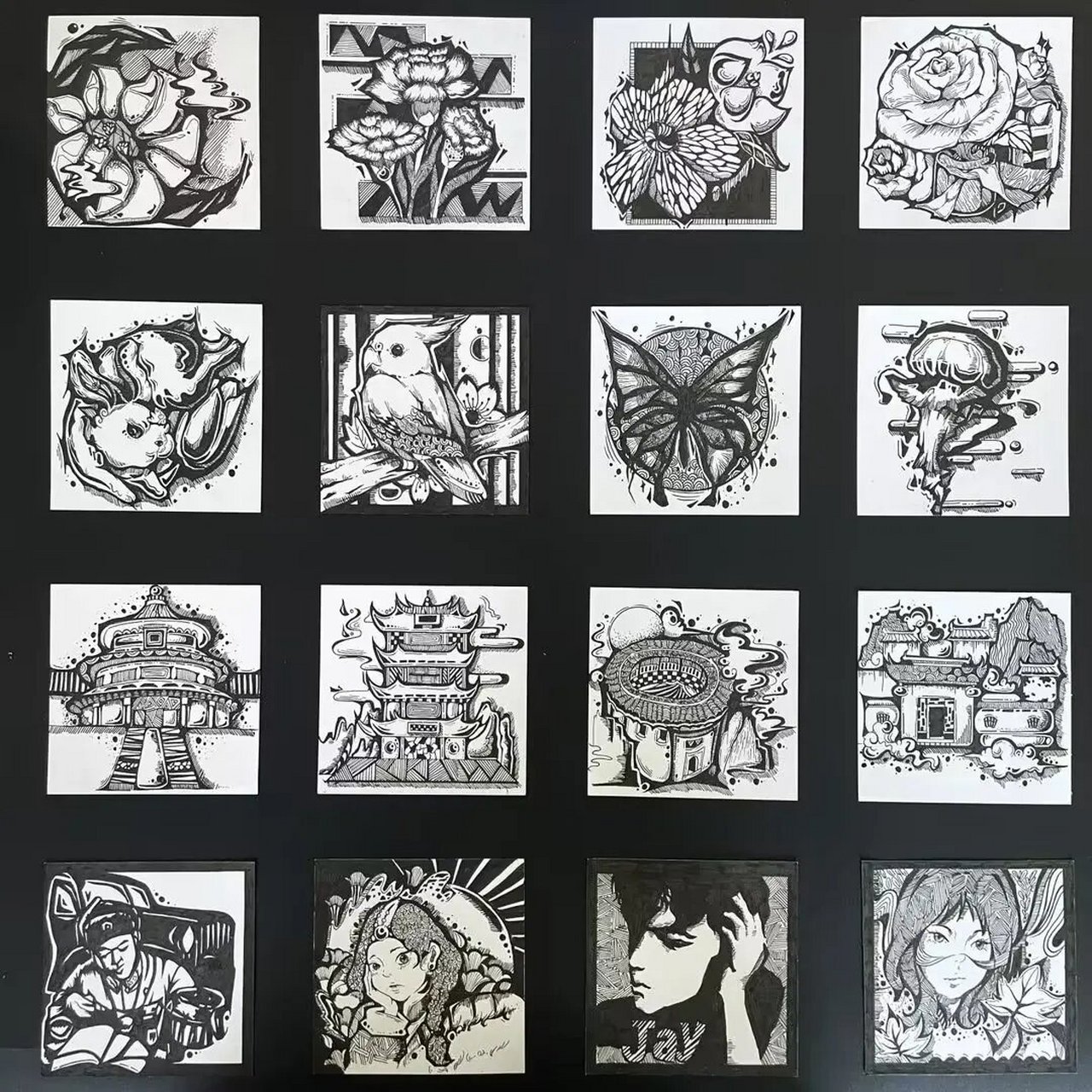 装饰与图案作业 图一是10701510命题黑白装饰画  图二是2570