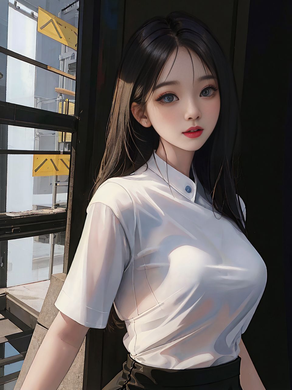 白衬衫女孩 #ai绘画#02 02#白衬衣#02 0202#少女写真#02