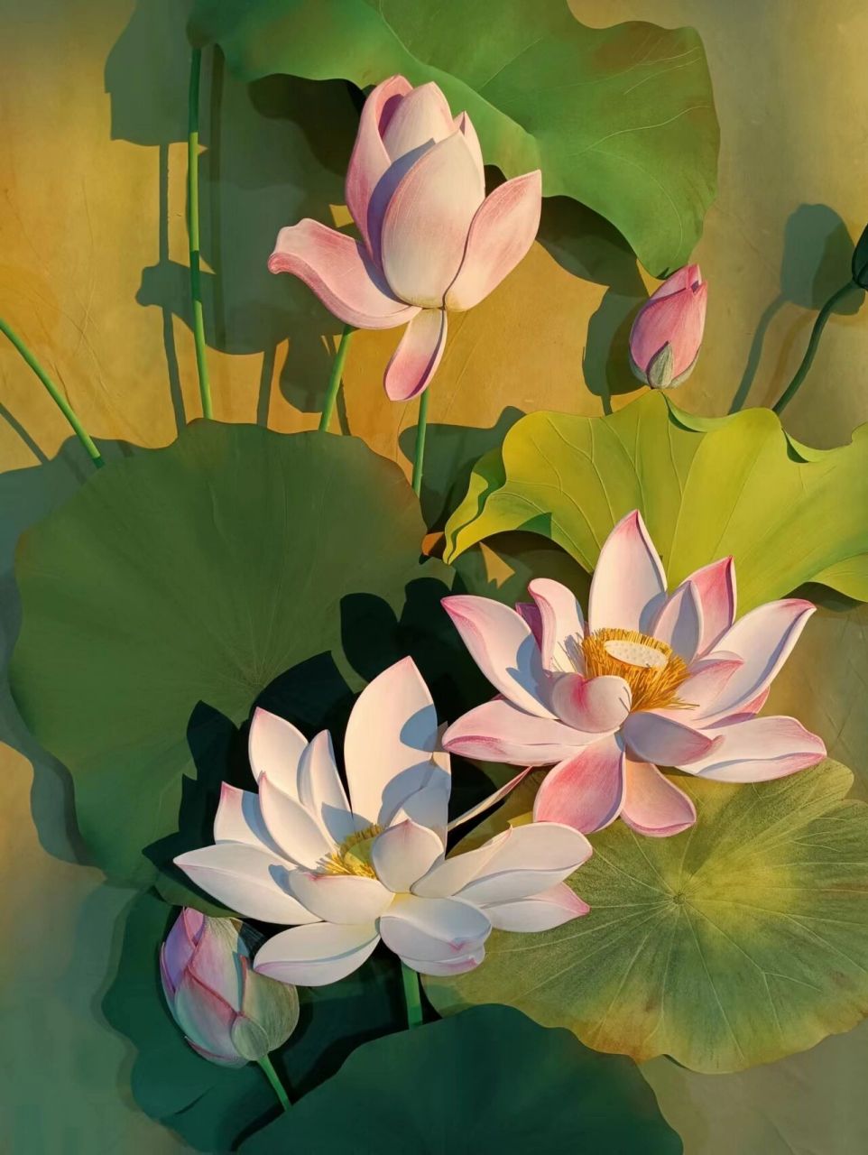 纸雕荷花 世间花叶不相伦,花入金盆叶作尘.