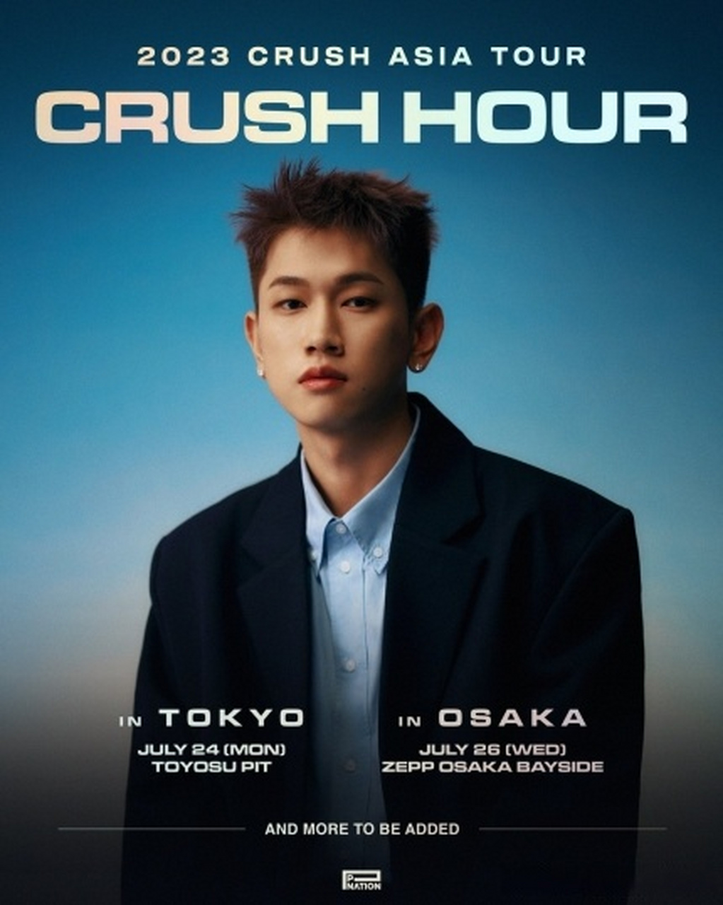 歌手#crush# 2023亚洲巡演"crush hour"海报公开,将于7月24日在东京,7