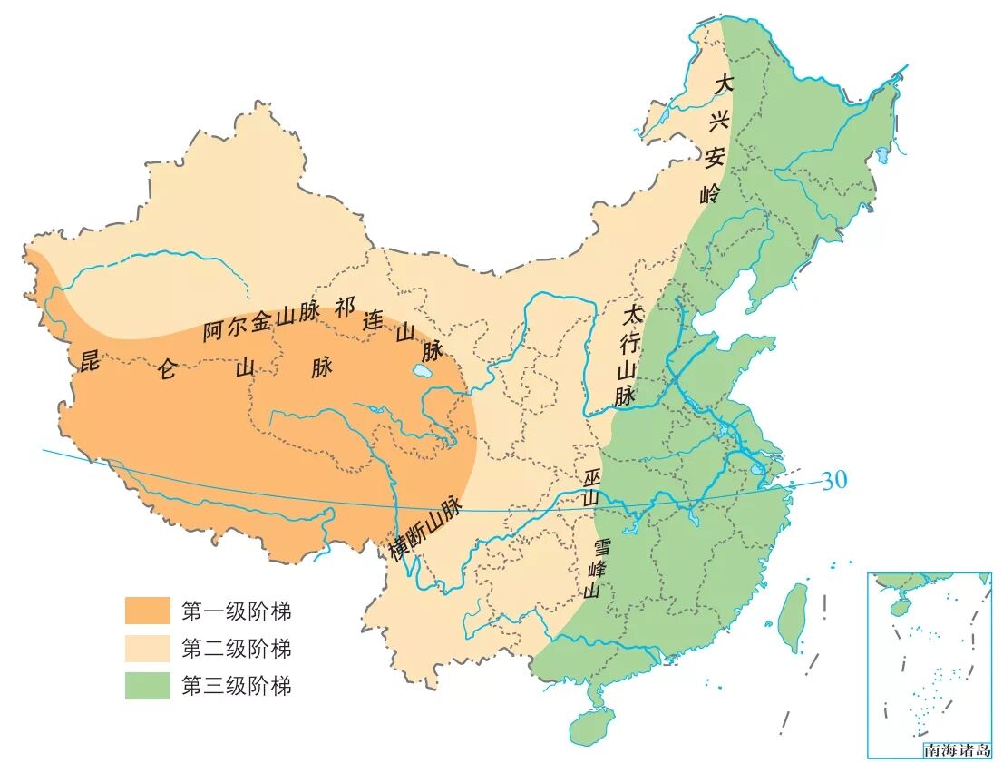 我国阶梯分界线示意图图片