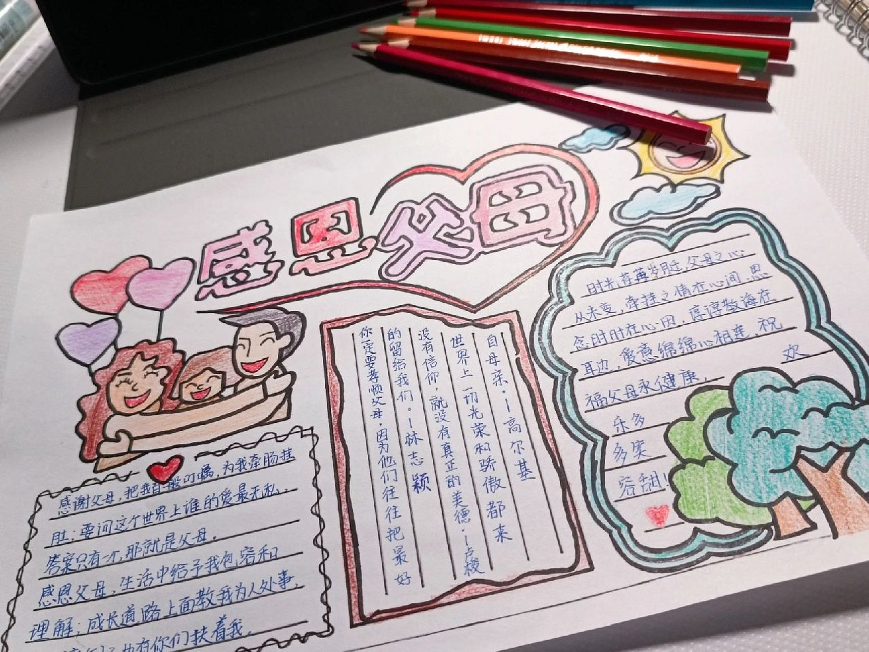 《感恩父母》手抄报 需要自取78