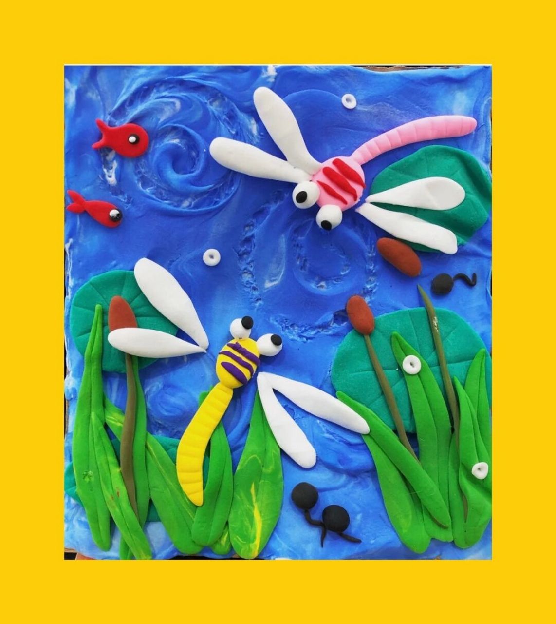 粘土作品 动物系列-蜻蜓 蜻蜓～#我的手工日常