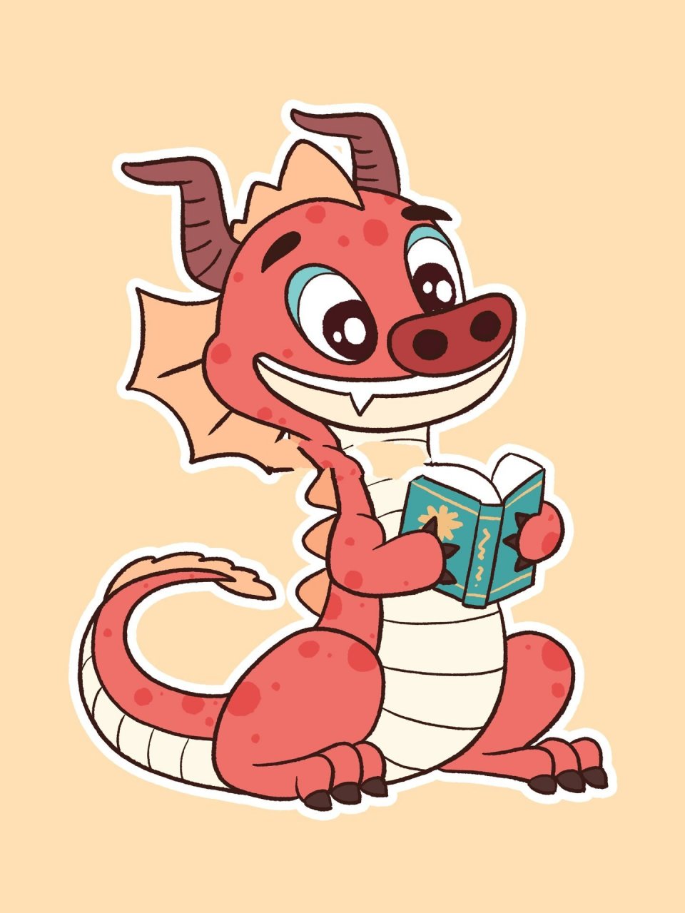 十二生肖之小小龙卡通手绘 第一遍上色太丑了,又重新上个可爱点的颜色