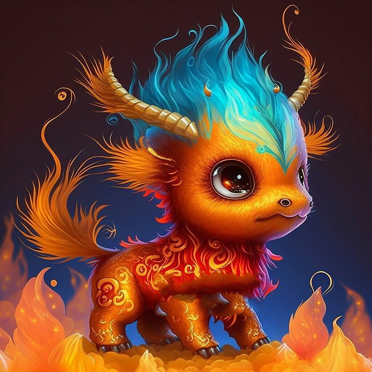 招财火麒麟宝宝/大眼萌 太爱这一组了,超萌的火麒麟宝宝,很招财哦,快